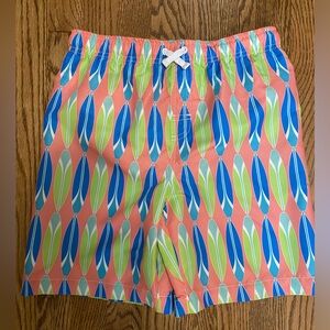 J Khaki Boy’s Blue/Green/White Surfboard Polyester Swim Trunk Shorts Size Medium